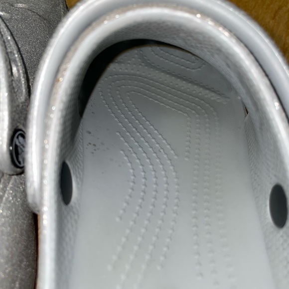 Crocs Classic Platform Glitter Silver Clog Womens Size 7 - Picture 3 of 4